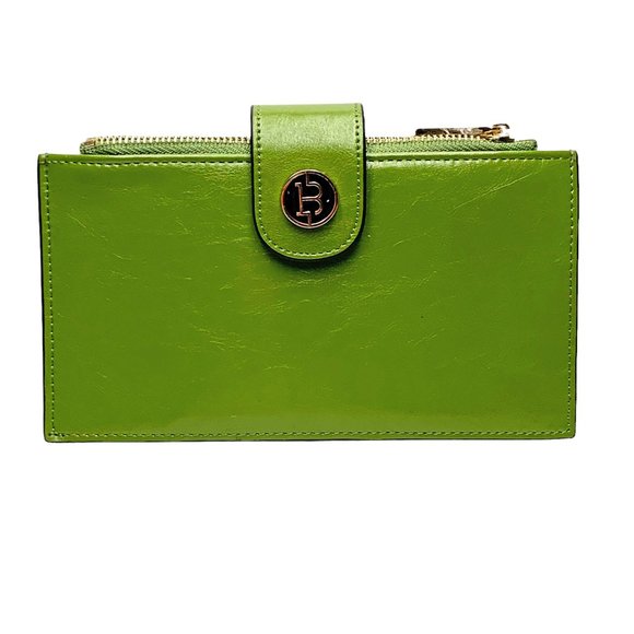BOSTANTEN Grass Green‎ Cowhide Leather RFID Blocking Bifold Clutch Wallet - Picture 1 of 11